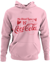 Φούτερ με κουκούλα - My Blood Type Is Cola - Color Thumbnail Pink