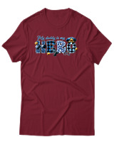 T-Shirt Αντρικό - My Dad Is A Hero - Color Thumbnail Σκούρο Κόκκινο