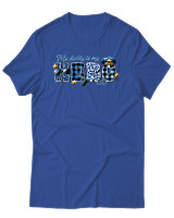 T-Shirt Αντρικό - My Dad Is A Hero - Color Thumbnail Μπλε Ρουά