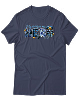 T-Shirt Αντρικό - My Dad Is A Hero - Color Thumbnail Μπλε Γκρι