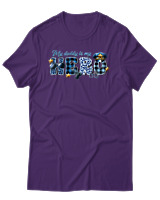 T-Shirt Αντρικό - My Dad Is A Hero - Color Thumbnail Σκούρο Μωβ