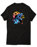 T-Shirt Αντρικό - Neon Dino - Color Thumbnail Μαύρο