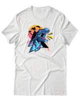 T-Shirt Αντρικό - Neon Dino - Color Thumbnail Άσπρο