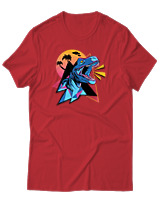 T-Shirt Αντρικό - Neon Dino - Color Thumbnail Κόκκινο
