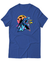 T-Shirt Αντρικό - Neon Dino - Color Thumbnail Μπλε Ρουά