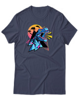 T-Shirt Αντρικό - Neon Dino - Color Thumbnail Μπλε Γκρι