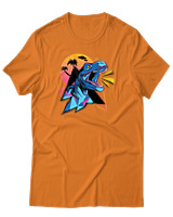 T-Shirt Αντρικό - Neon Dino - Color Thumbnail Πορτοκαλί