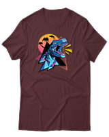 T-Shirt Αντρικό - Neon Dino - Color Thumbnail Μπορντό