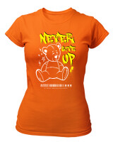 T-Shirt Στενή Γραμμή - Never Give Up - Color Thumbnail Πορτοκαλί