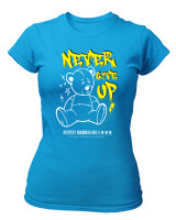 T-Shirt Στενή Γραμμή - Never Give Up - Color Thumbnail Τιρκουάζ