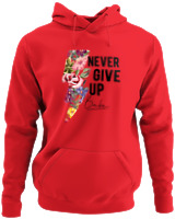 Φούτερ με κουκούλα - Never Give Up - Color Thumbnail Κόκκινο
