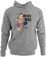 Φούτερ με κουκούλα - Never Give Up - Color Thumbnail Γκρι Μελανζέ