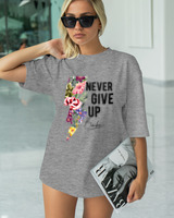 T-Shirt Classic - Never Give Up - Color Thumbnail GREY MELANZE
