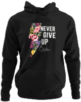 Φούτερ με κουκούλα - Never Give Up - Color Thumbnail Μαύρο
