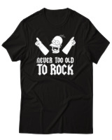 T-Shirt Αντρικό - Never Too Old To Rock - Color Thumbnail Μαύρο