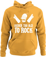 Φούτερ με κουκούλα - Never Too Old To Rock - Color Thumbnail Κίτρινο Χρυσό