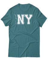 T-Shirt Αντρικό - New York Calligraphy - Color Thumbnail Μπλε Πράσινο
