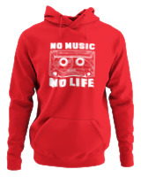 Φούτερ με κουκούλα Αντρικό - No Music No Life - Color Thumbnail Κόκκινο