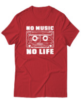 T-Shirt Αντρικό - No Music No Life - Color Thumbnail Κόκκινο