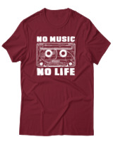 T-Shirt Αντρικό - No Music No Life - Color Thumbnail Σκούρο Κόκκινο