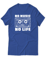 T-Shirt Αντρικό - No Music No Life - Color Thumbnail Μπλε Ρουά