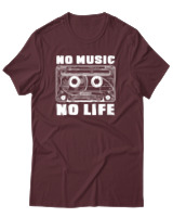 T-Shirt Αντρικό - No Music No Life - Color Thumbnail Μπορντό