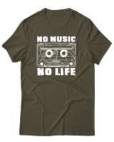 T-Shirt Αντρικό - No Music No Life - Color Thumbnail Χακί