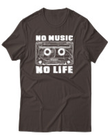 T-Shirt Αντρικό - No Music No Life - Color Thumbnail Καφέ