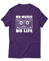 T-Shirt Αντρικό - No Music No Life - Color Thumbnail Σκούρο Μωβ