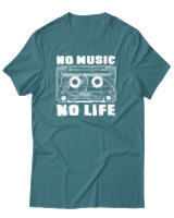 T-Shirt Αντρικό - No Music No Life - Color Thumbnail Μπλε Πράσινο
