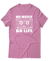 T-Shirt Αντρικό - No Music No Life - Color Thumbnail Ροζ