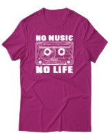 T-Shirt Αντρικό - No Music No Life - Color Thumbnail Φουξια