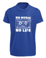 T-Shirt Fit Αντρικό - No Music No Life - Color Thumbnail Μπλε Ρουά