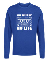 Μακρυμάνικο Μακό Αντρικό - No Music No Life - Color Thumbnail Μπλε Ρουά