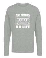 Μακρυμάνικο Μακό Αντρικό - No Music No Life - Color Thumbnail Γκρι Μελανζέ