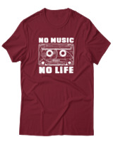 T-Shirt  Γυναικείο - No Music No Life - Color Thumbnail Σκούρο Κόκκινο