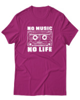 T-Shirt  Γυναικείο - No Music No Life - Color Thumbnail Φούξια