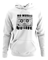 Φούτερ με κουκούλα Αντρικό - No Music No Life - Color Thumbnail ΄Ασπρο