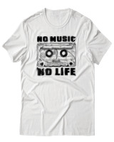 T-Shirt Αντρικό - No Music No Life - Color Thumbnail Άσπρο