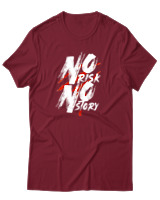 T-Shirt Αντρικό - No Risk No Story - Color Thumbnail Σκούρο Κόκκινο