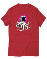 T-Shirt Αντρικό - Octopus Astronaut - Color Thumbnail Κόκκινο