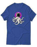 T-Shirt Αντρικό - Octopus Astronaut - Color Thumbnail Μπλε Ρουά