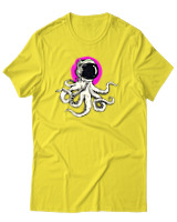 T-Shirt Αντρικό - Octopus Astronaut - Color Thumbnail Κίτρινο