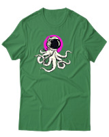 T-Shirt Αντρικό - Octopus Astronaut - Color Thumbnail Πράσινο