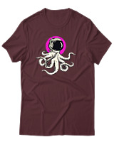 T-Shirt Αντρικό - Octopus Astronaut - Color Thumbnail Μπορντό