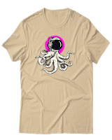 T-Shirt Αντρικό - Octopus Astronaut - Color Thumbnail Μπεζ