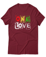 T-Shirt Αντρικό - One Love - Color Thumbnail Σκούρο Κόκκινο