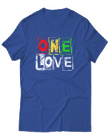 T-Shirt Αντρικό - One Love - Color Thumbnail Μπλε Ρουά