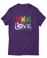 T-Shirt Αντρικό - One Love - Color Thumbnail Σκούρο Μωβ