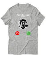 T-Shirt Αντρικό - Pablo Escobar Is Calling - Color Thumbnail Γκρι Μελανζέ